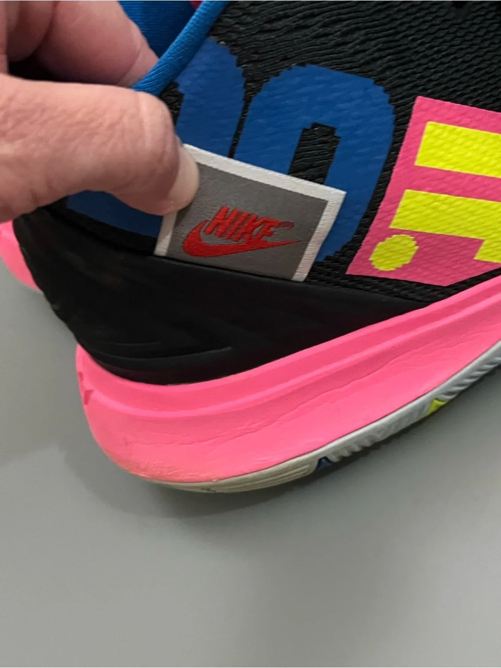 Nike Black Sneakers with Pink, Blue & Neon Yellow Accents